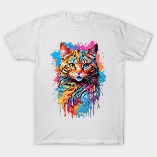 Cat with Paint Splatters | Tie Dye | Art T-Shirt